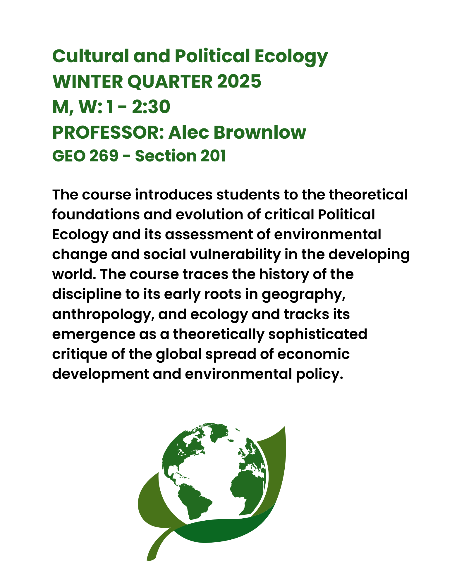 Geography and GIS Winter quarter 2025 Courses